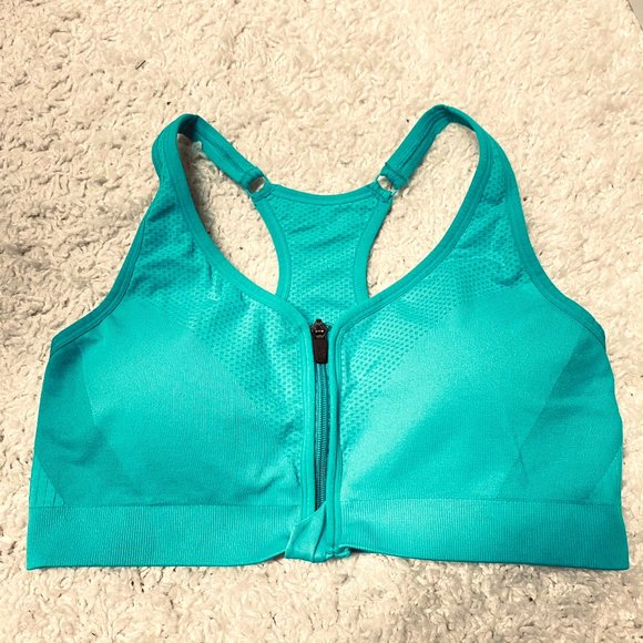 Front Zip with Clasp Padded Sports Bra - Picture 1 of 5
